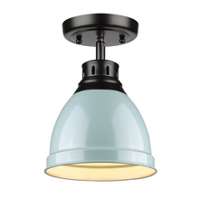  3602-FM BLK-SF - Duncan Flush Mount in Matte Black with a Seafoam Shade